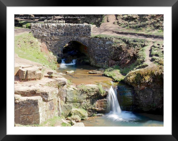 Three Shires Head small waterfall Framed Mounted Print by Andrew Heaps