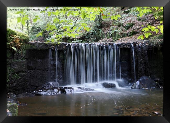 Dreamy waterfall local in Staffordshire. Framed Print by Andrew Heaps