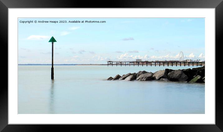 Felixstowe pier viewed from beach. Framed Mounted Print by Andrew Heaps