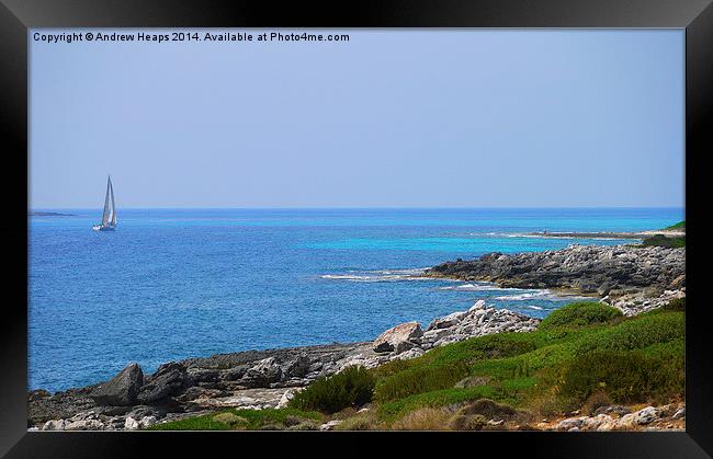  Coastal View cliff path to turquoise sea Framed Print by Andrew Heaps