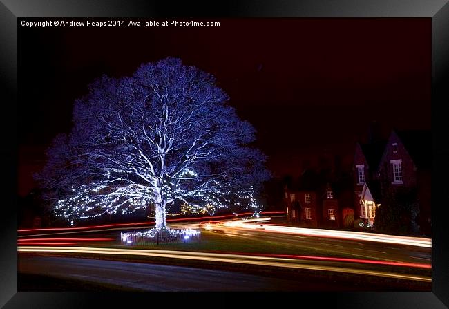  Christmas Lights at Astbury Church Framed Print by Andrew Heaps