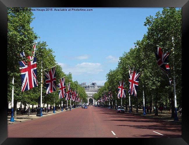  The London Mall Union Jack Flags Framed Print by Andrew Heaps