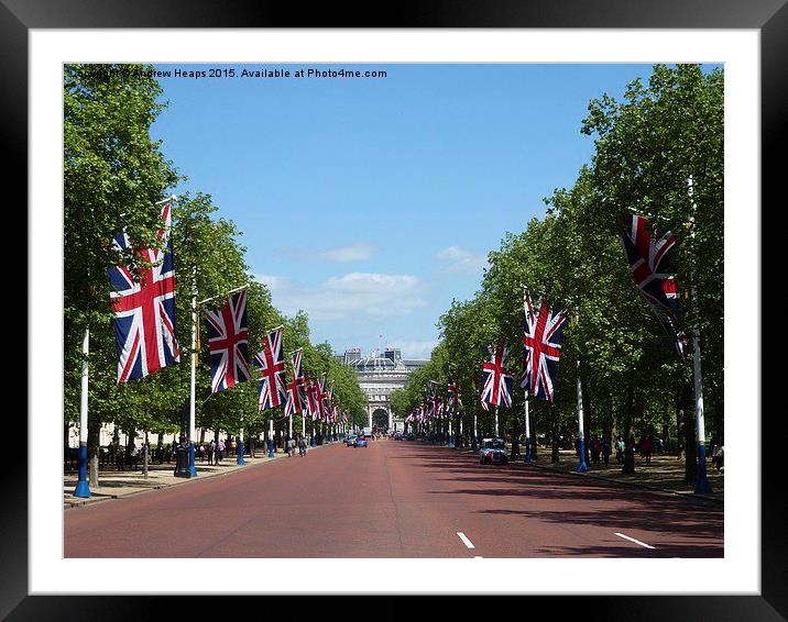  The London Mall Union Jack Flags Framed Mounted Print by Andrew Heaps