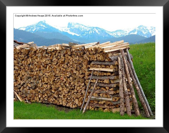  Austrian Wood Pile Framed Mounted Print by Andrew Heaps