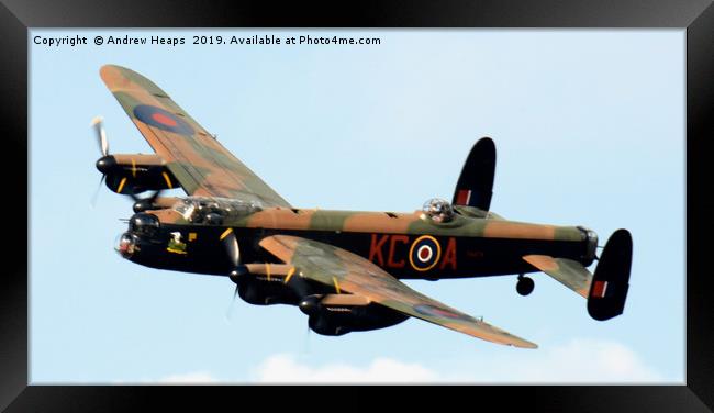 Lancaster bomber in flight Soaring High Framed Print by Andrew Heaps
