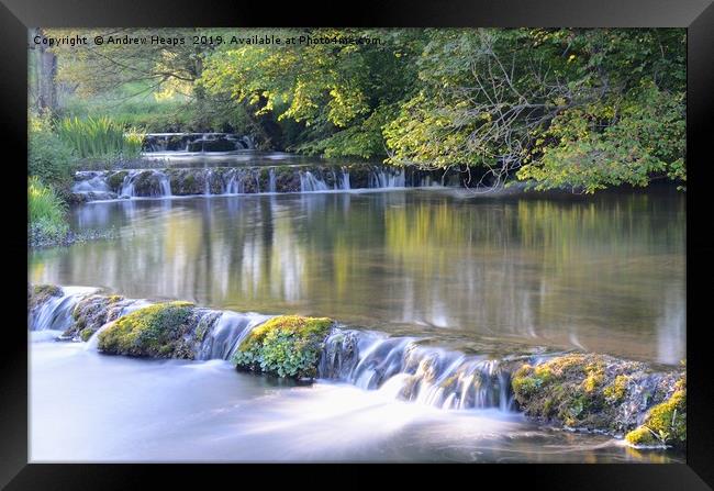 Local Weir in local place in Derbyshire area. Framed Print by Andrew Heaps