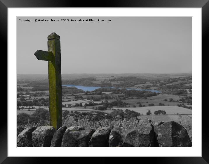 Tittersworth reservoir viewed from the Roaches Framed Mounted Print by Andrew Heaps