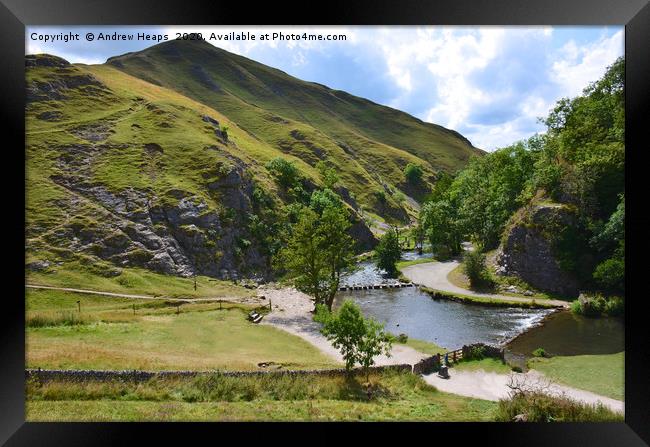 Dovedale stepping stones    Framed Print by Andrew Heaps