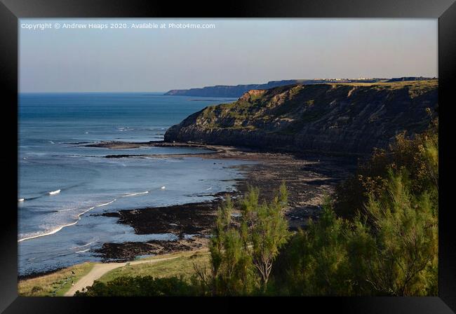Coastal cliff edge in Scarborough Framed Print by Andrew Heaps