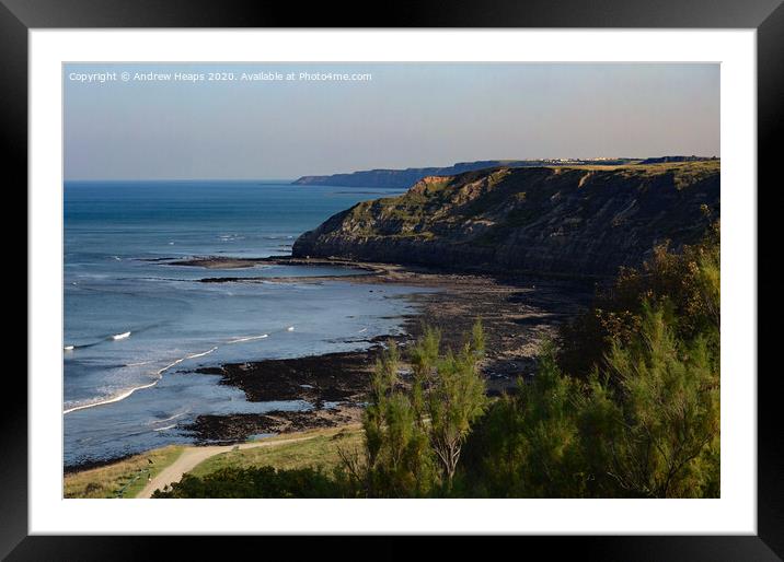 Coastal cliff edge in Scarborough Framed Mounted Print by Andrew Heaps