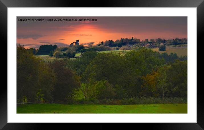 Mow Cop castle sunset  Framed Mounted Print by Andrew Heaps