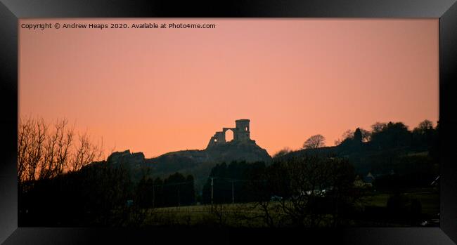 Mow cop castle sunset Framed Print by Andrew Heaps