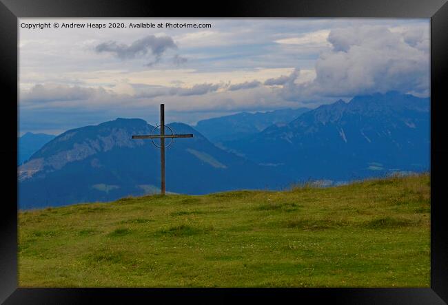 Austrian mountain range near Niederau Framed Print by Andrew Heaps