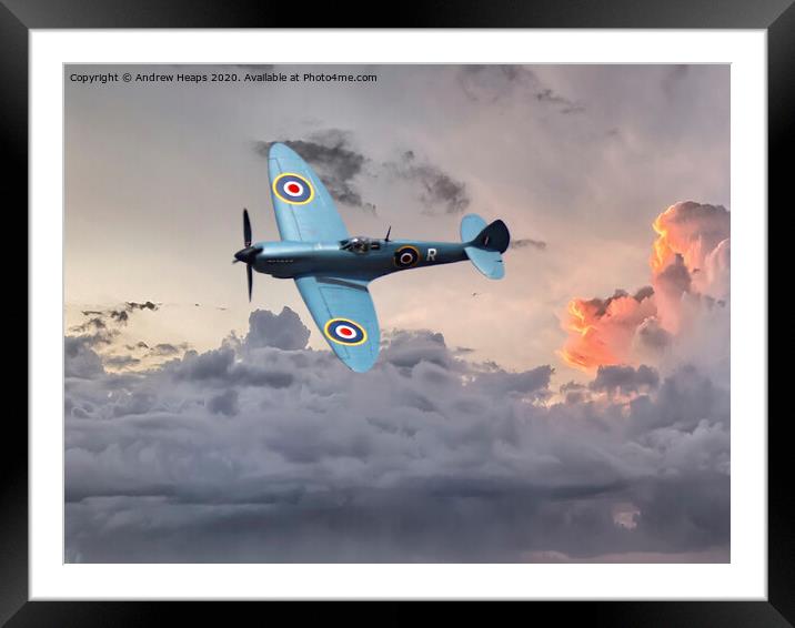 British blue  spitfire plane  Framed Mounted Print by Andrew Heaps