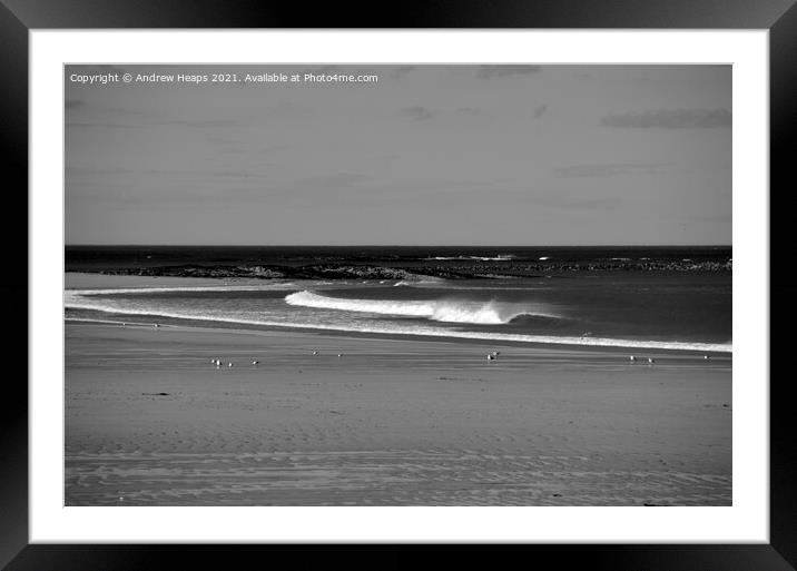 Northumberland ocean beach waves. Framed Mounted Print by Andrew Heaps