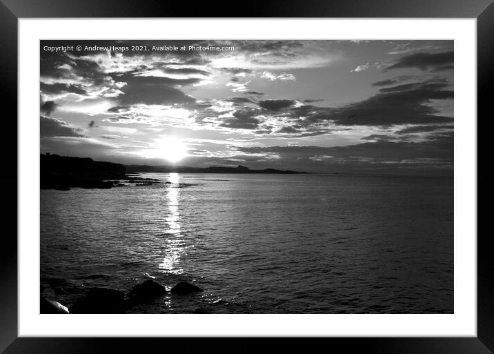 Sunset in Northumberland reflections Framed Mounted Print by Andrew Heaps