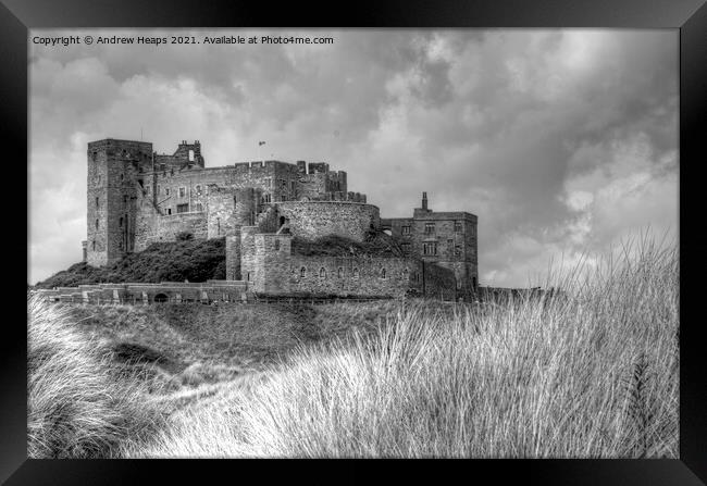 Bamburgh castle in HDR in Northumberland Framed Print by Andrew Heaps