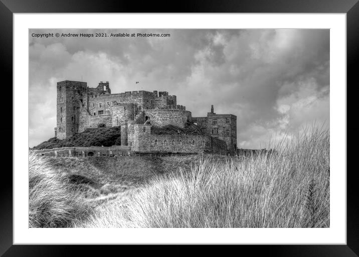 Bamburgh castle in HDR in Northumberland Framed Mounted Print by Andrew Heaps
