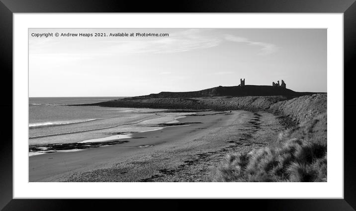 Dunstanburgh Castle late evening shot Framed Mounted Print by Andrew Heaps