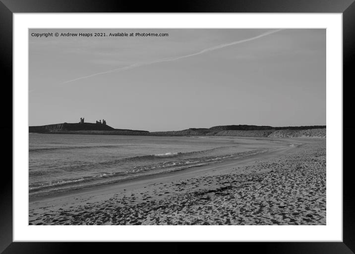 Evening sunset for Dunstanburgh castle Framed Mounted Print by Andrew Heaps