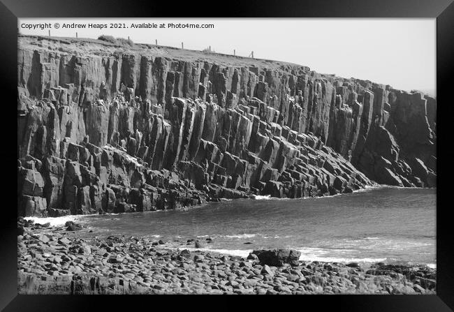Rocky cliffs in Northumberland. Framed Print by Andrew Heaps