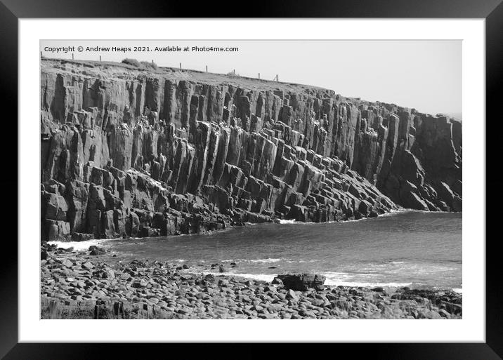 Rocky cliffs in Northumberland. Framed Mounted Print by Andrew Heaps