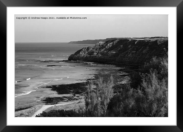 Scarborough cliffs and shoreline Framed Mounted Print by Andrew Heaps