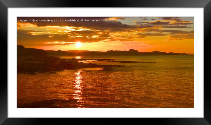 Sunset near Bamburgh Castle. Framed Mounted Print by Andrew Heaps