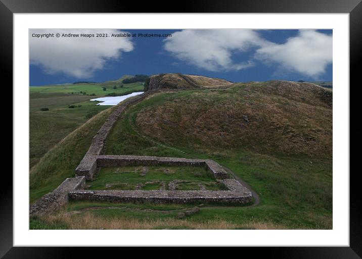 Hadrians wall a historic landmark on a summers day Framed Mounted Print by Andrew Heaps