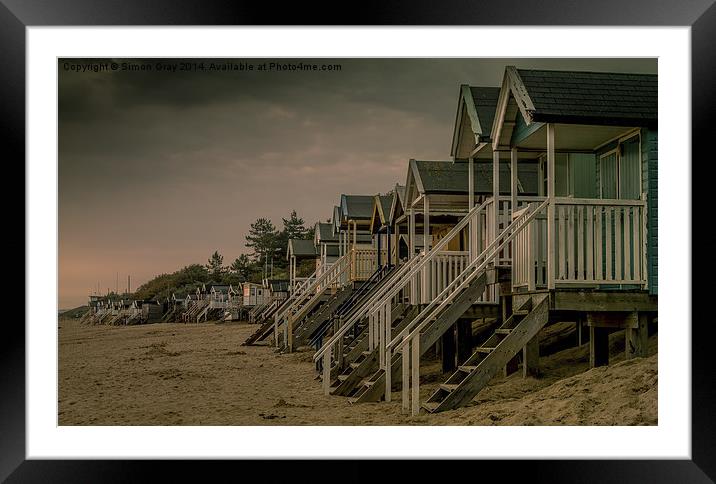  Beach Huts at Dawn Framed Mounted Print by Simon Gray