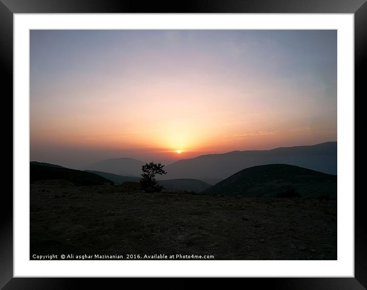 Sunset on mountain, Framed Mounted Print by Ali asghar Mazinanian