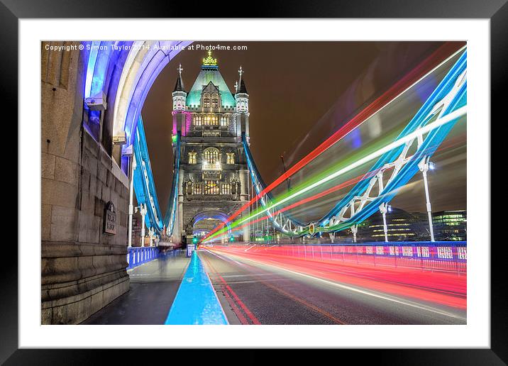  Tower Bridge Trails Framed Mounted Print by Simon Taylor