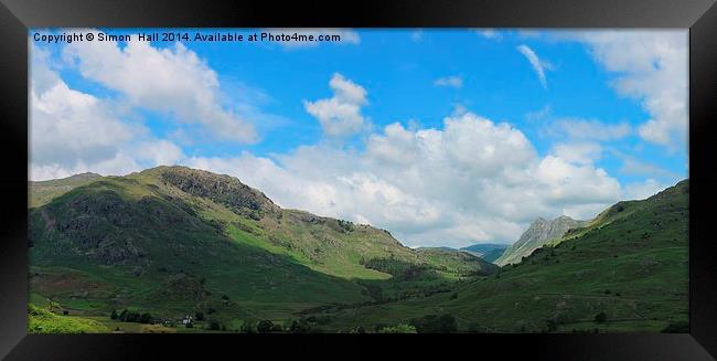  Little Langdale Valley Panorama Framed Print by Simon Hall