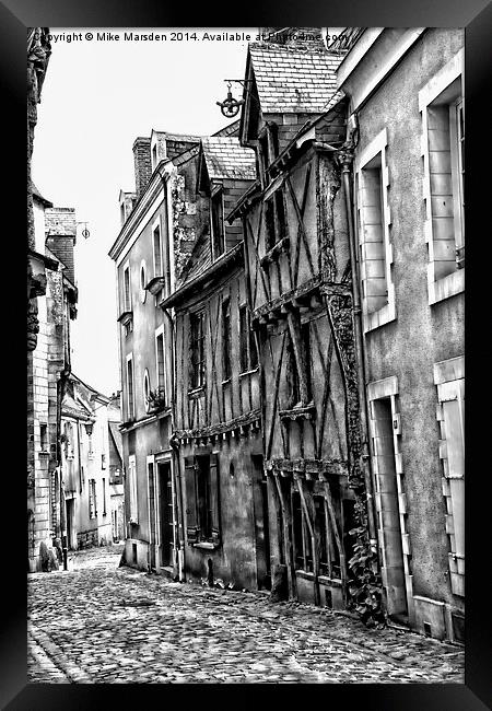 A Narrow Cobbled Street in Angers France Framed Print by Mike Marsden