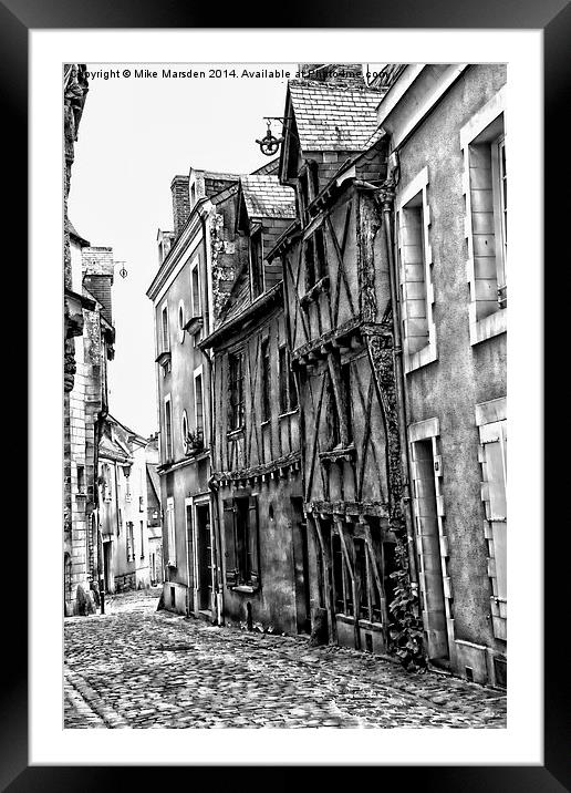 A Narrow Cobbled Street in Angers France Framed Mounted Print by Mike Marsden