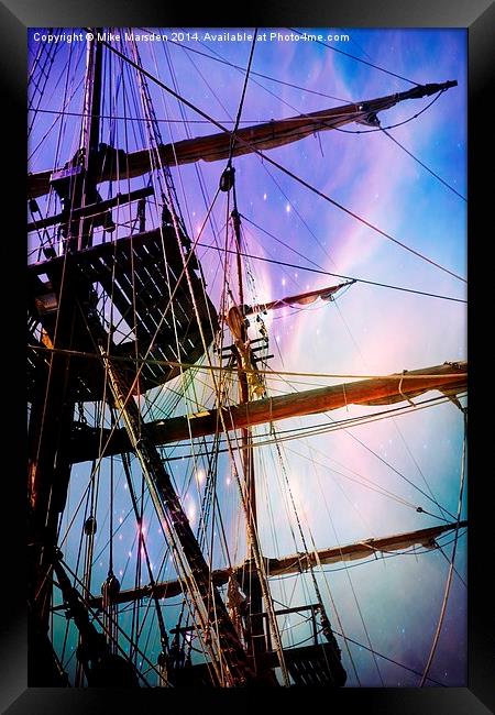 Tall Ship Rigging Set Against A Colourful Sky  Framed Print by Mike Marsden