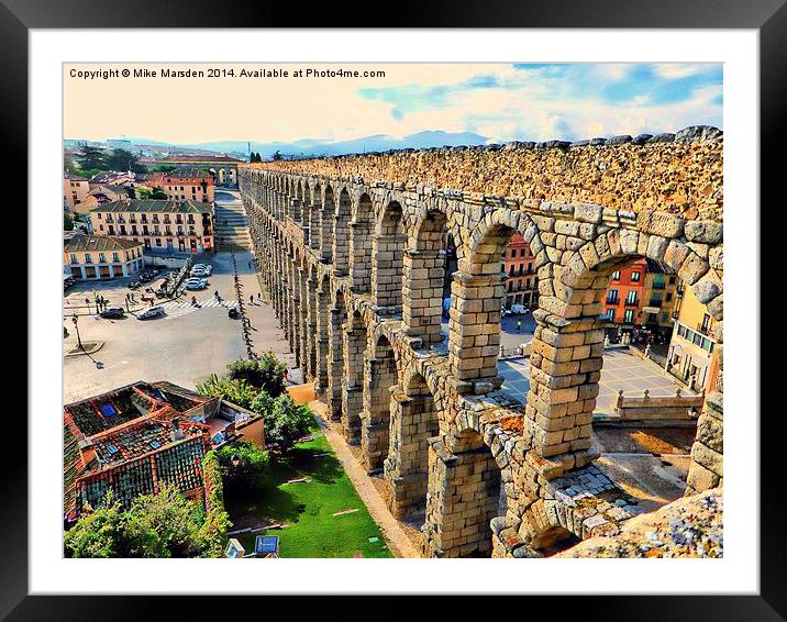 Roman Aqueduct Segovia Spain Framed Mounted Print by Mike Marsden