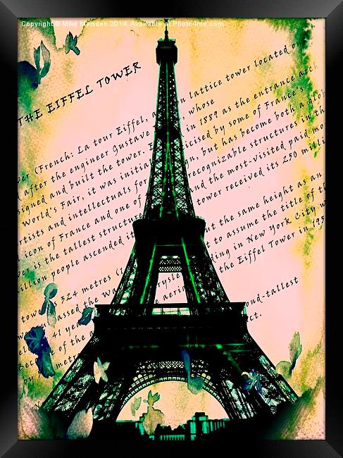 Eiffel Tower Graphic Framed Print by Mike Marsden