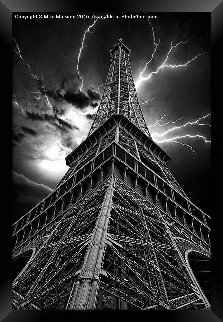 Eiffel Tower - Lightning Storm Framed Print by Mike Marsden