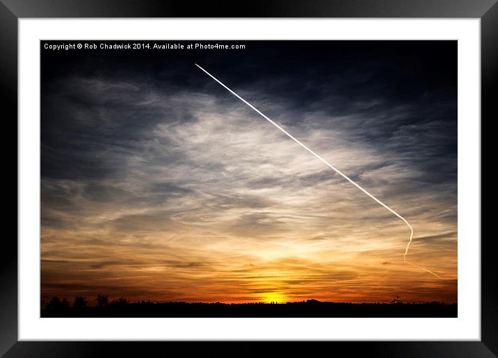  Plane sunset Framed Mounted Print by Rob Chadwick
