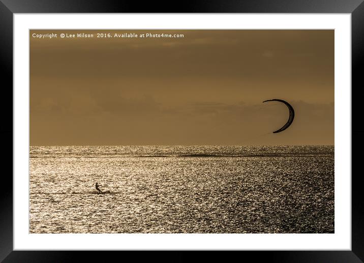 Golden Kite Surfer Framed Mounted Print by Lee Wilson