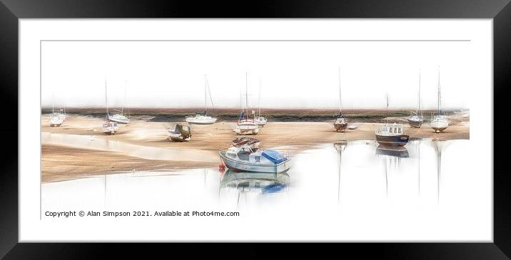 Burnham Overy Staithe Boats Framed Mounted Print by Alan Simpson