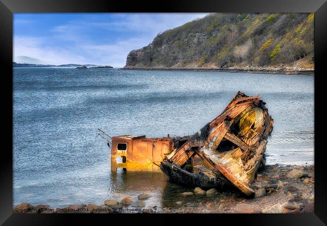 Lower Diabeg Shipwreck Framed Print by Alan Simpson