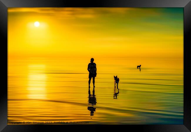Sunset on the beach Framed Print by Alan Simpson