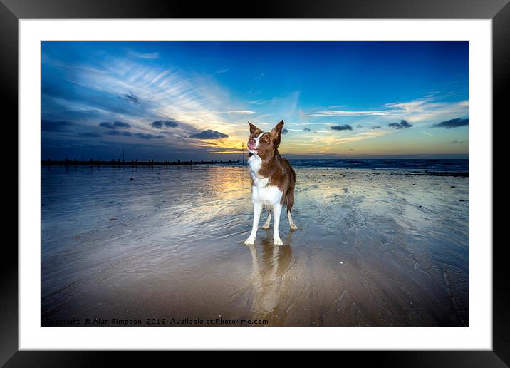 On the Beach at Sunset Framed Mounted Print by Alan Simpson