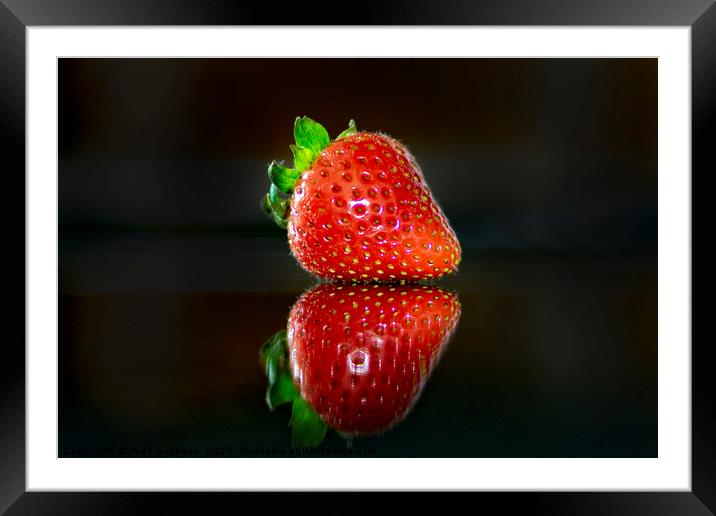 Strawberry Reflection Framed Mounted Print by Alan Simpson