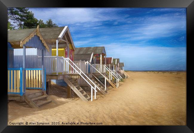Wells Beach Huts Framed Print by Alan Simpson
