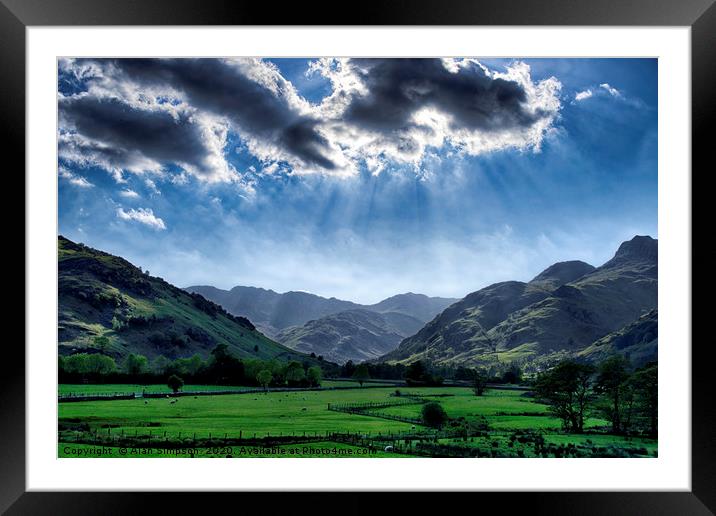 Langdale Valley Framed Mounted Print by Alan Simpson