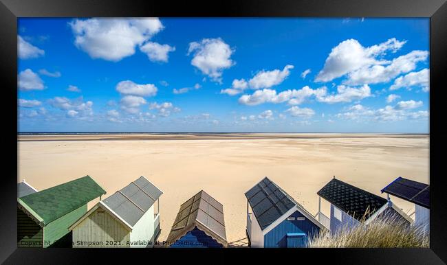 Wells Beach Huts Framed Print by Alan Simpson