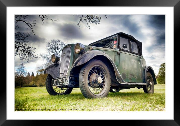 Vintage Austin Seven Framed Mounted Print by Alan Simpson